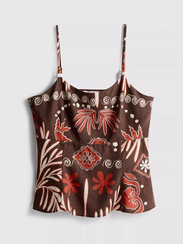 A camisola sem mangas estampada em mistura de linho da The Edit