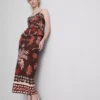 A saia midi estampada em mistura de linho da The Edit