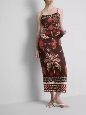 A saia midi estampada em mistura de linho da The Edit
