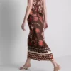 A saia midi estampada em mistura de linho da The Edit