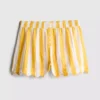 Adoro relaxar com estes calções de pijama às riscas com folhos