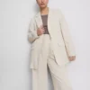 Blazer de botão único em mistura de linho