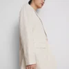 Blazer de botão único em mistura de linho