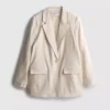 Blazer de botão único em mistura de linho