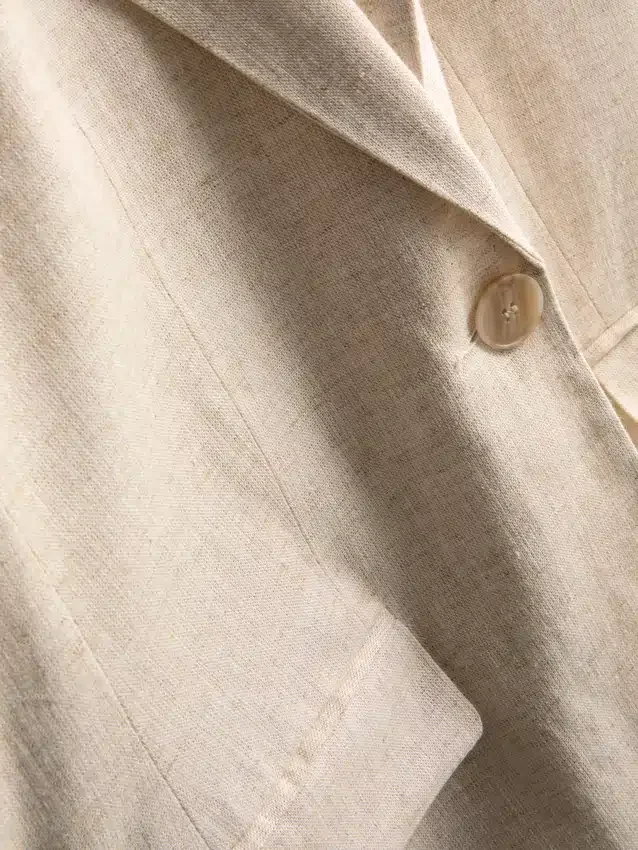 Blazer de botão único em mistura de linho