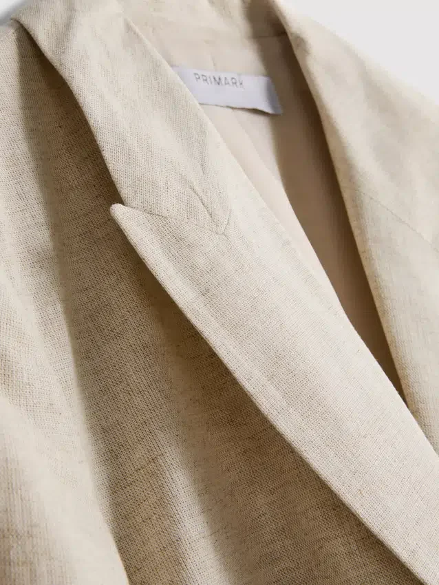 Blazer de manga curta em mistura de linho