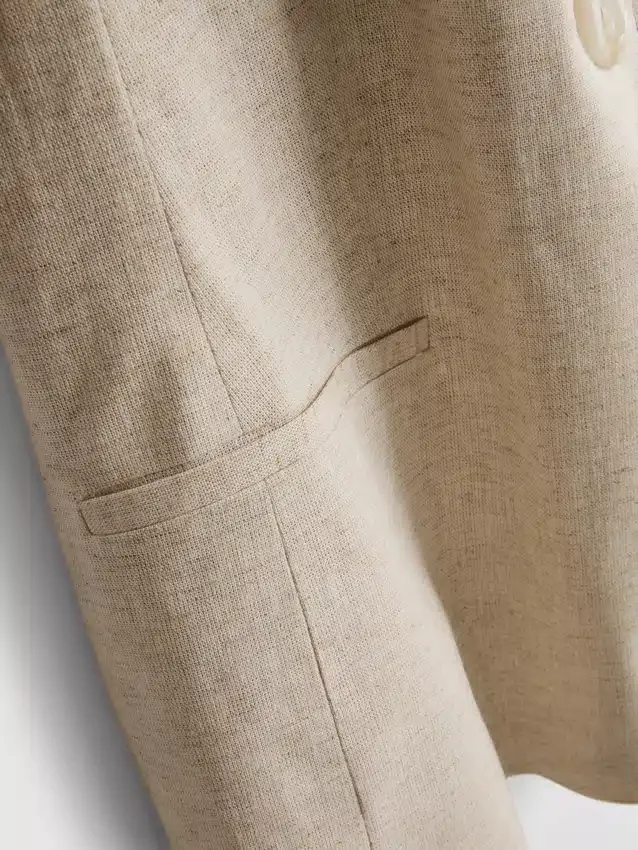 Blazer de manga curta em mistura de linho