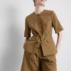 Blazer safari com cinto em mistura de algodão