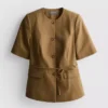 Blazer safari com cinto em mistura de algodão