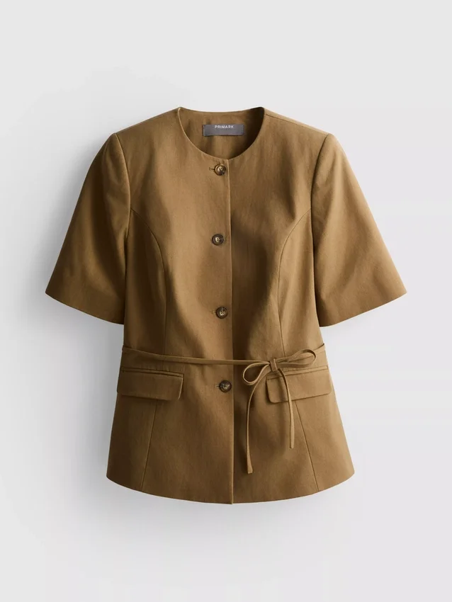 Blazer safari com cinto em mistura de algodão