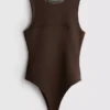 Body sem mangas com inserção em malha