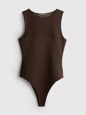 Body sem mangas com inserção em malha
