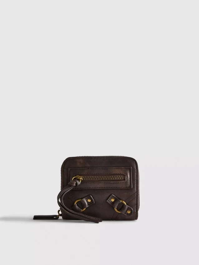 Bolsa com fecho de correr com efeito envelhecido