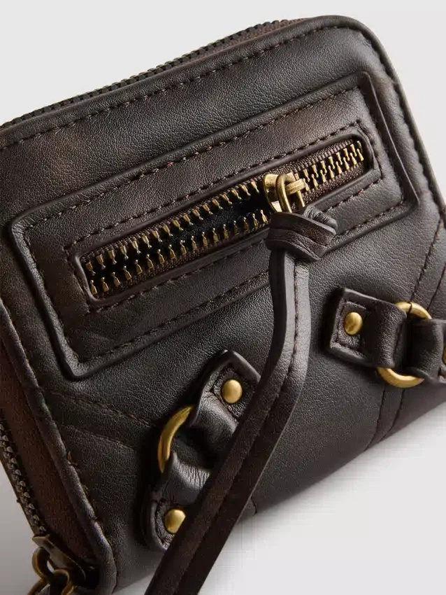 Bolsa com fecho de correr com efeito envelhecido