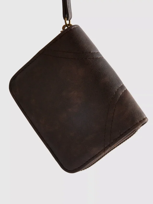 Bolsa com fecho de correr com efeito envelhecido