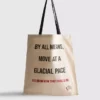 Bolsa de compras de lona com slogan «O Diabo Veste Prada»