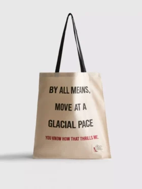 Bolsa de compras de lona com slogan «O Diabo Veste Prada»