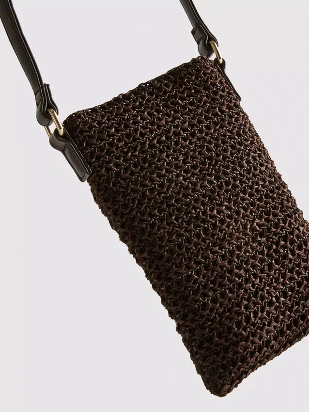 Bolsa para telemóvel tecida com contas