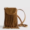Bolsa porta-telemóvel com franjas