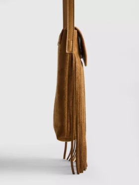 Bolsa porta-telemóvel com franjas