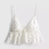 Bralette esvoaçante com acabamento em renda cereja