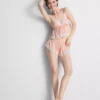 Bralette tipo babydoll de cetim e renda nupcial