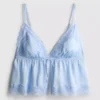 Bralette tipo babydoll de cetim e renda nupcial