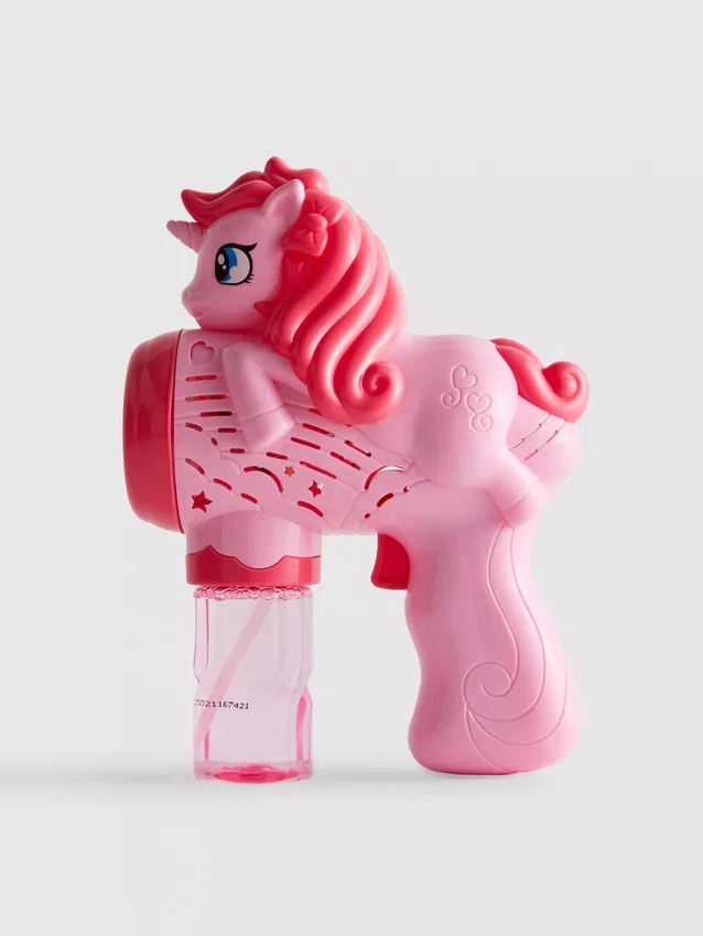 Brinquedo «pistola de bolhas» em forma de unicórnio