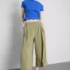 Calças culote de cintura média e perna larga