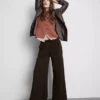 Calças de fato de treino confortáveis de perna larga em mistura de algodão
