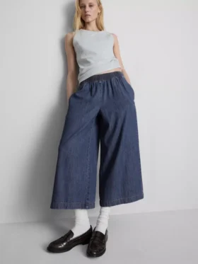 Calças de jeans tipo culote de perna larga