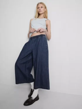 Calças de jeans tipo culote de perna larga