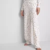 Calças de pijama com padrão de borboletas em canelado
