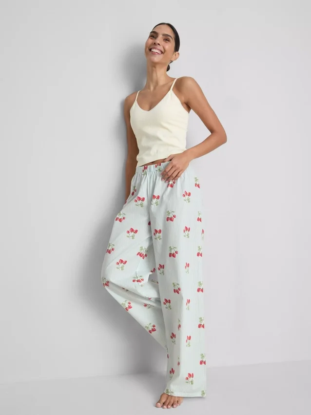 Calças de pijama de algodão estampadas