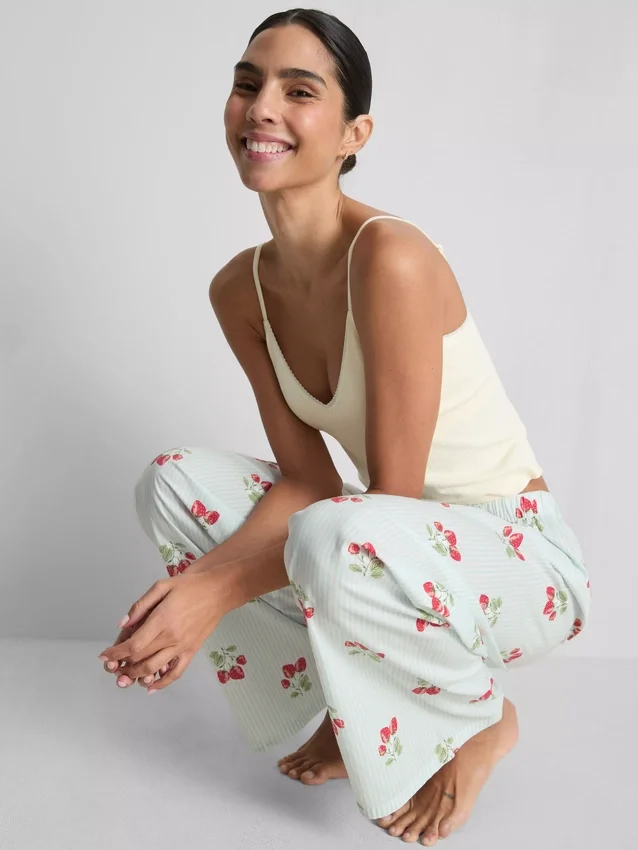 Calças de pijama de algodão estampadas