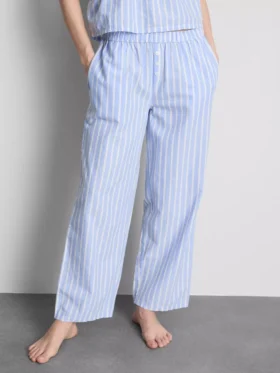 Calças de pijama em algodão às riscas, estilo Oxford