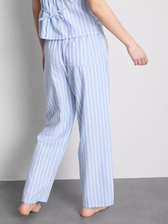 Calças de pijama em algodão às riscas, estilo Oxford