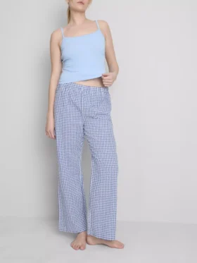 Calças de pijama em algodão xadrez