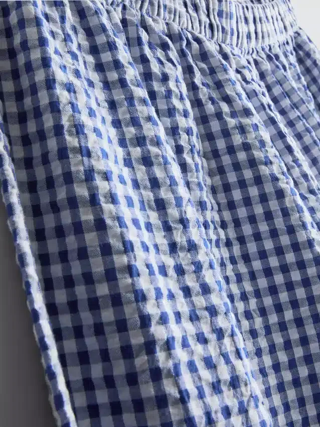 Calças de pijama em algodão xadrez