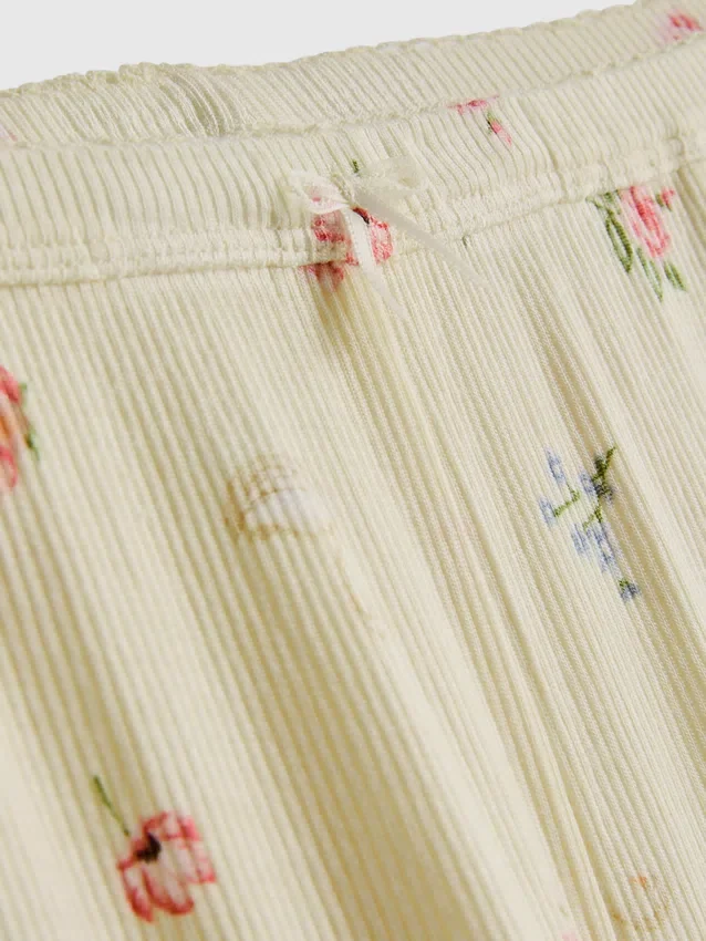 Calças de pijama florais com canelado