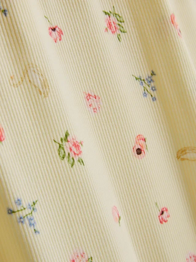 Calças de pijama florais com canelado