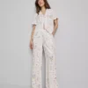 Calças de pijama florais de perna larga