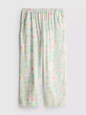 Calças de pijama florais de perna larga
