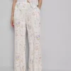 Calças de pijama florais de perna larga