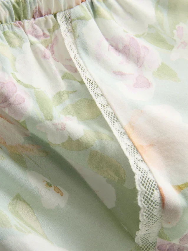 Calças de pijama florais de perna larga