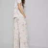 Calças de pijama florais de perna larga