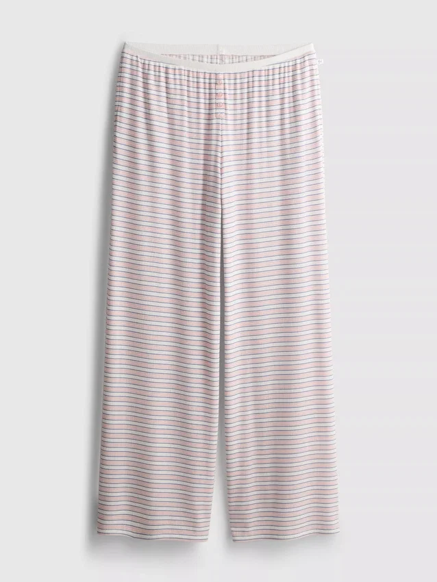 Calças de pijama às riscas com canelado