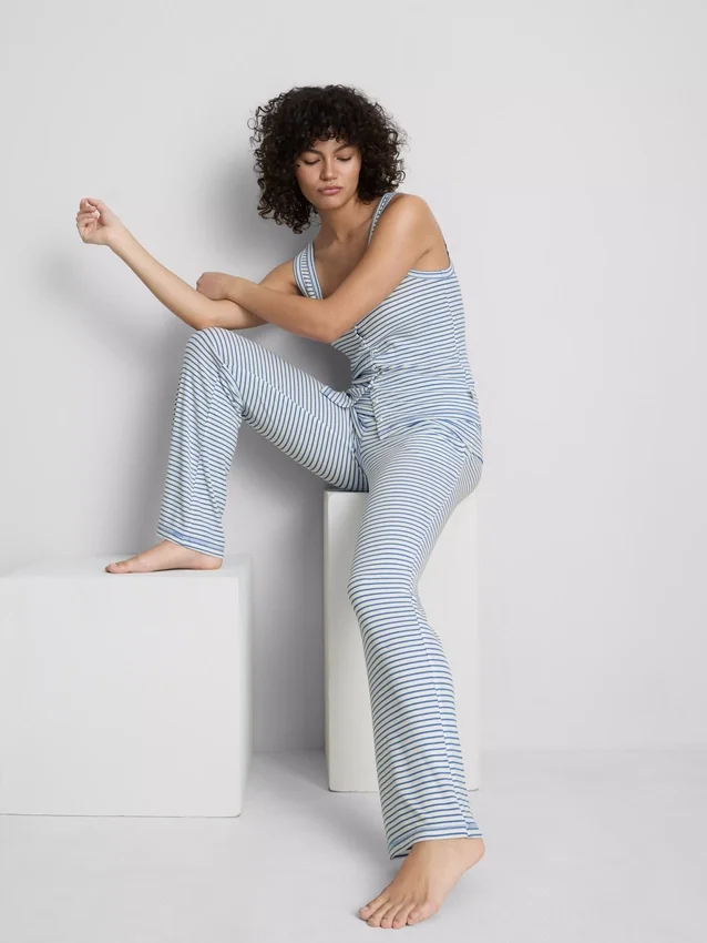 Calças de pijama às riscas com canelado «Love to Lounge»