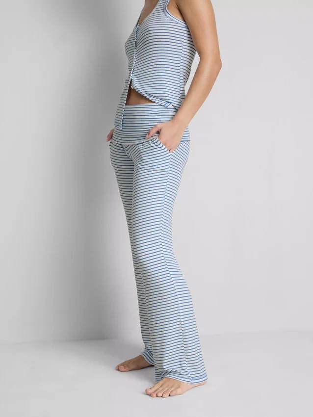 Calças de pijama às riscas com canelado «Love to Lounge»