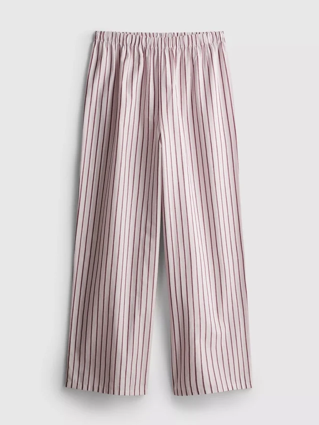 Calças de pijama às riscas em algodão